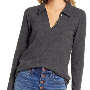 Madewell Plush Ribbed Polo Shirt - SMALL